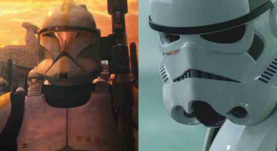 Clone trooper from Attack of the Clones and Imperial stormtrooper