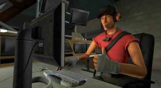 Valve soldier man on a pc.