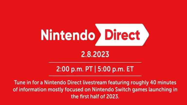 Un Nintendo Direct se produit pour les jeux lancés au premier semestre 2023
