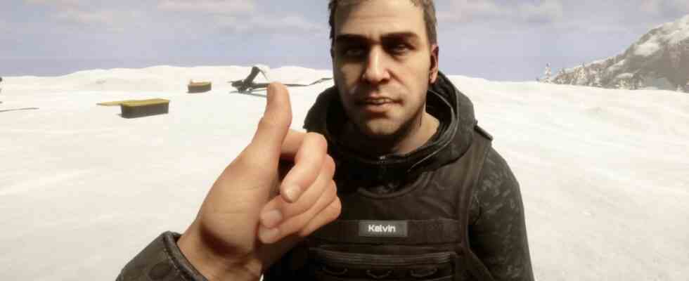 Survival game man giving a thumbs up to a guy