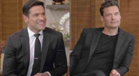 Mark Consuelos and Ryan Seacrest on Live with Kelly and Ryan.