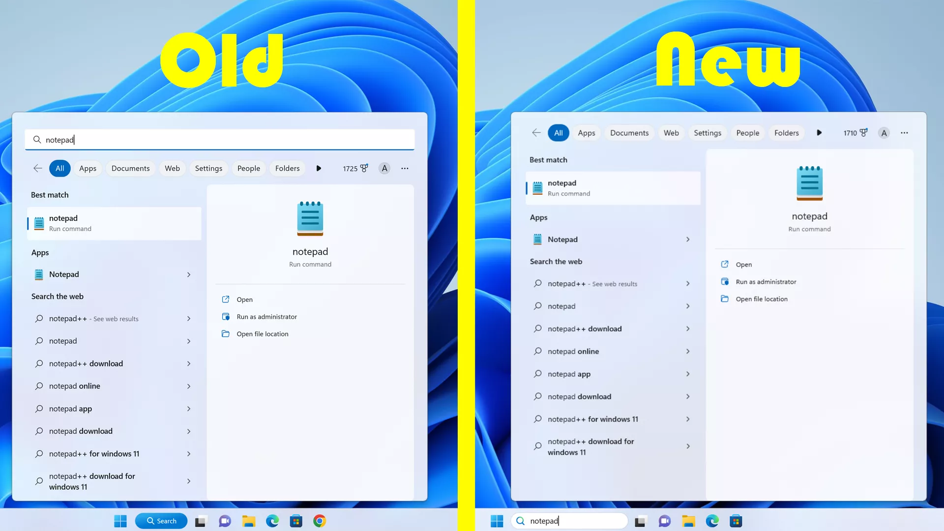 Windows 11 ancienne vs nouvelle recherche