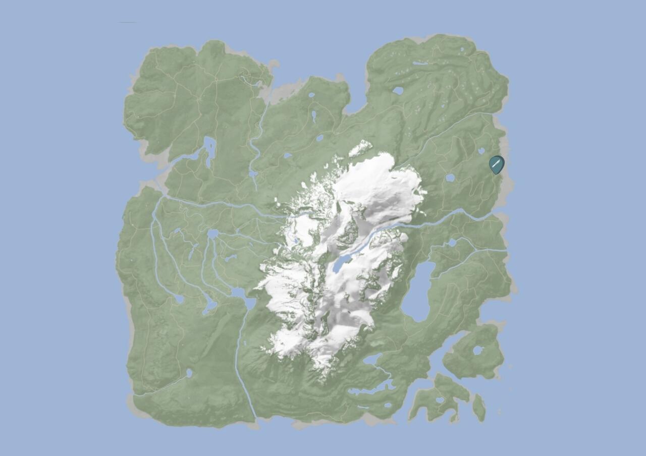 Le site de fouilles qui contient le fusil de chasse se trouve à cet endroit.  |  Crédit image : MapGenie.io