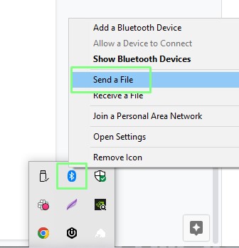 Partage de fichiers Bluetooth Windows 10