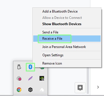 Partage de fichiers Bluetooth Windows 10