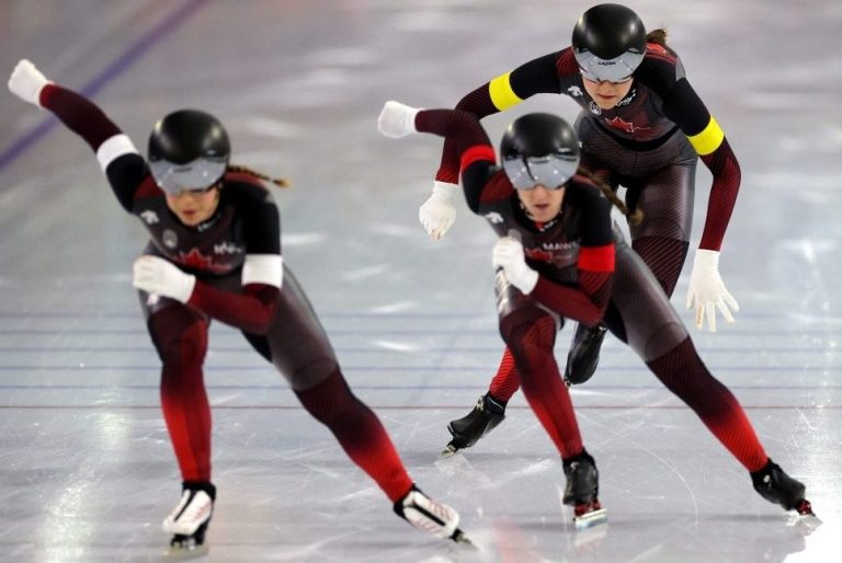 L’argent canadien en patinage de vitesse se transforme en or sur un point technique