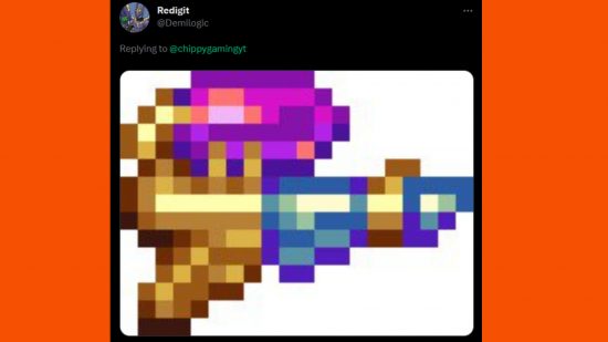 Sprite de pistolet Terraria Shimmer partagé par Andrew 'Redigit' Spinks (@Demilogic sur Twitter)