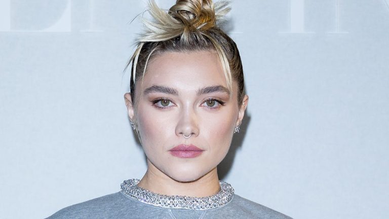 Florence Pugh in sheer dress 2023 Paris Fashion Week