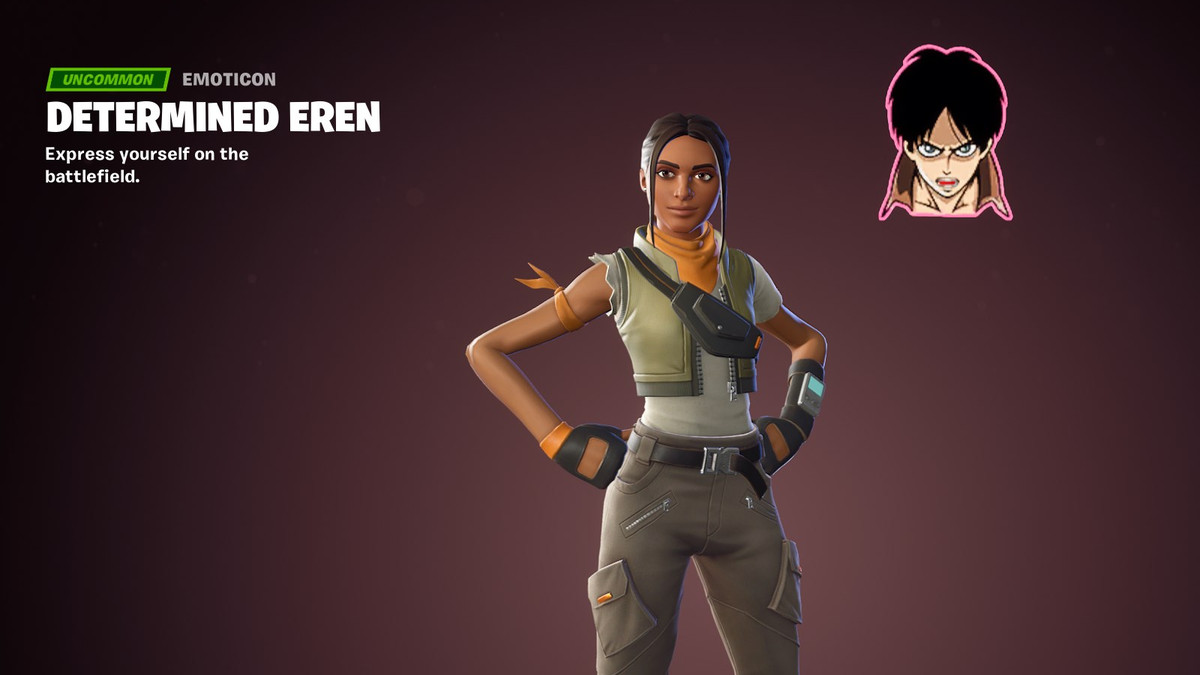 Attaque sur l'émoticône Eren déterminé de Titan dans le Battlepass du chapitre 4 de la saison 2 de Fortnite