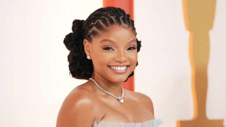 Headshot of Halle Bailey at the 2023 Oscars