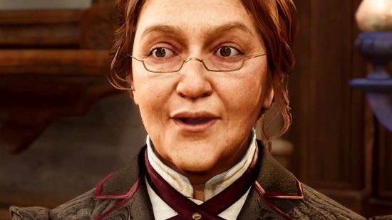 Mise à jour de Hogwarts Legacy - Le professeur Weasley fait une grimace surprise