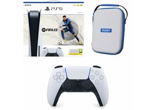 Pack PS5 avec FIFA 23 et manette DualSense blanche avec étui