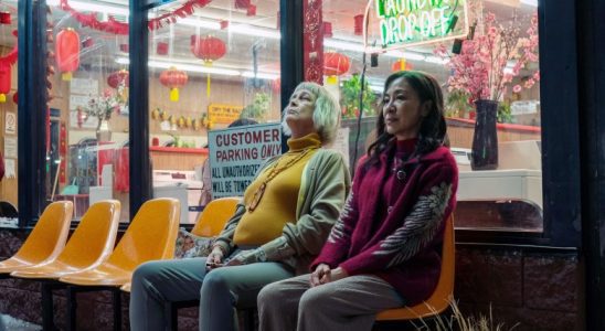 EVERYTHING EVERYWHERE ALL AT ONCE, from left: Jamie Lee Curtis, Michelle Yeoh, 2022. ph: Allyson Riggs /© A24 / Courtesy Everett Collection