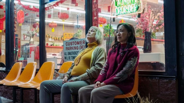 EVERYTHING EVERYWHERE ALL AT ONCE, from left: Jamie Lee Curtis, Michelle Yeoh, 2022. ph: Allyson Riggs /© A24 / Courtesy Everett Collection