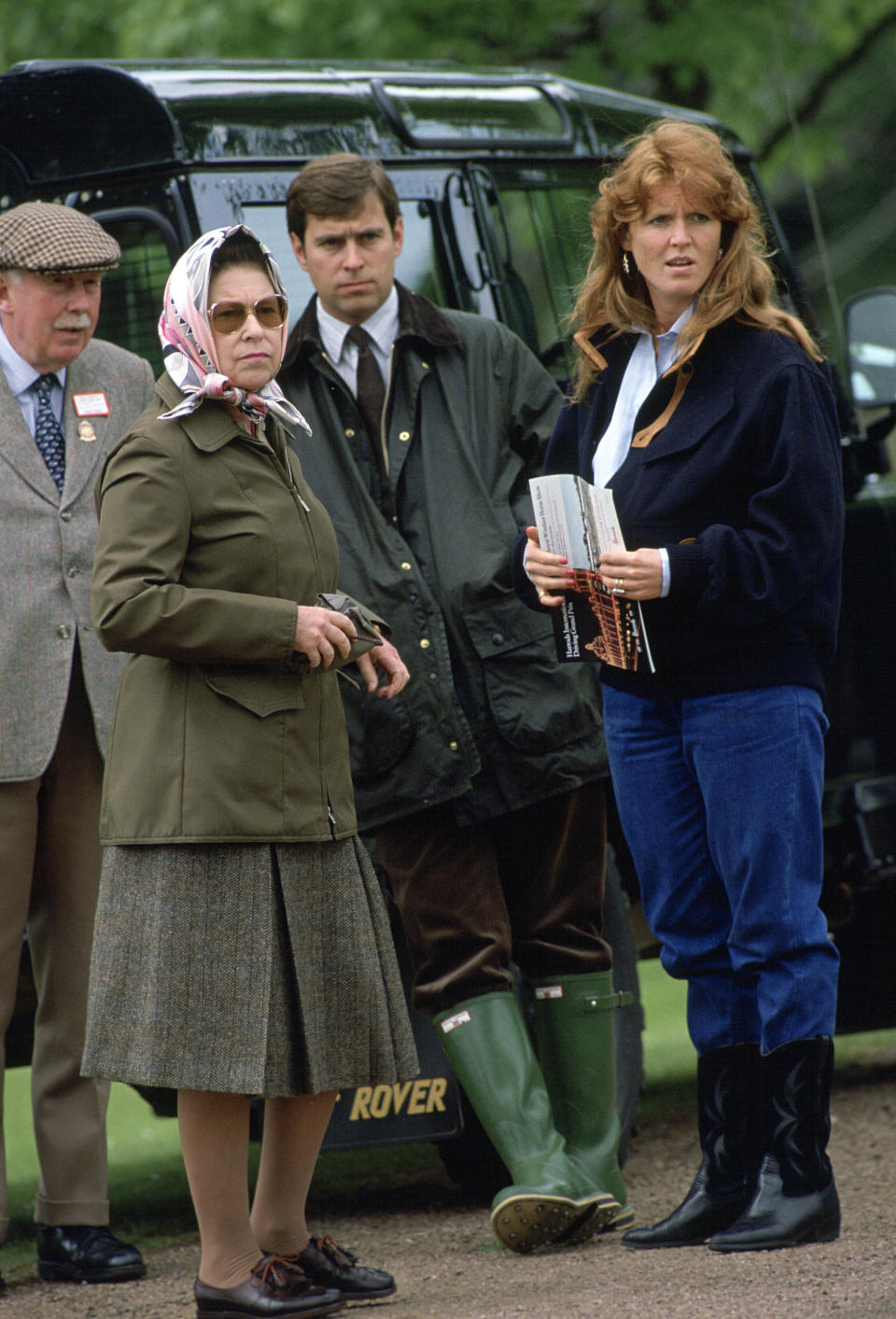 Sarah Ferguson avec la reine Elizabeth et le prince Andrew 