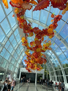 Une « serre » présente des fleurs de verre ornées à couper le souffle dans les jardins de Chihuly.  Lance Hornby/Soleil de Toronto