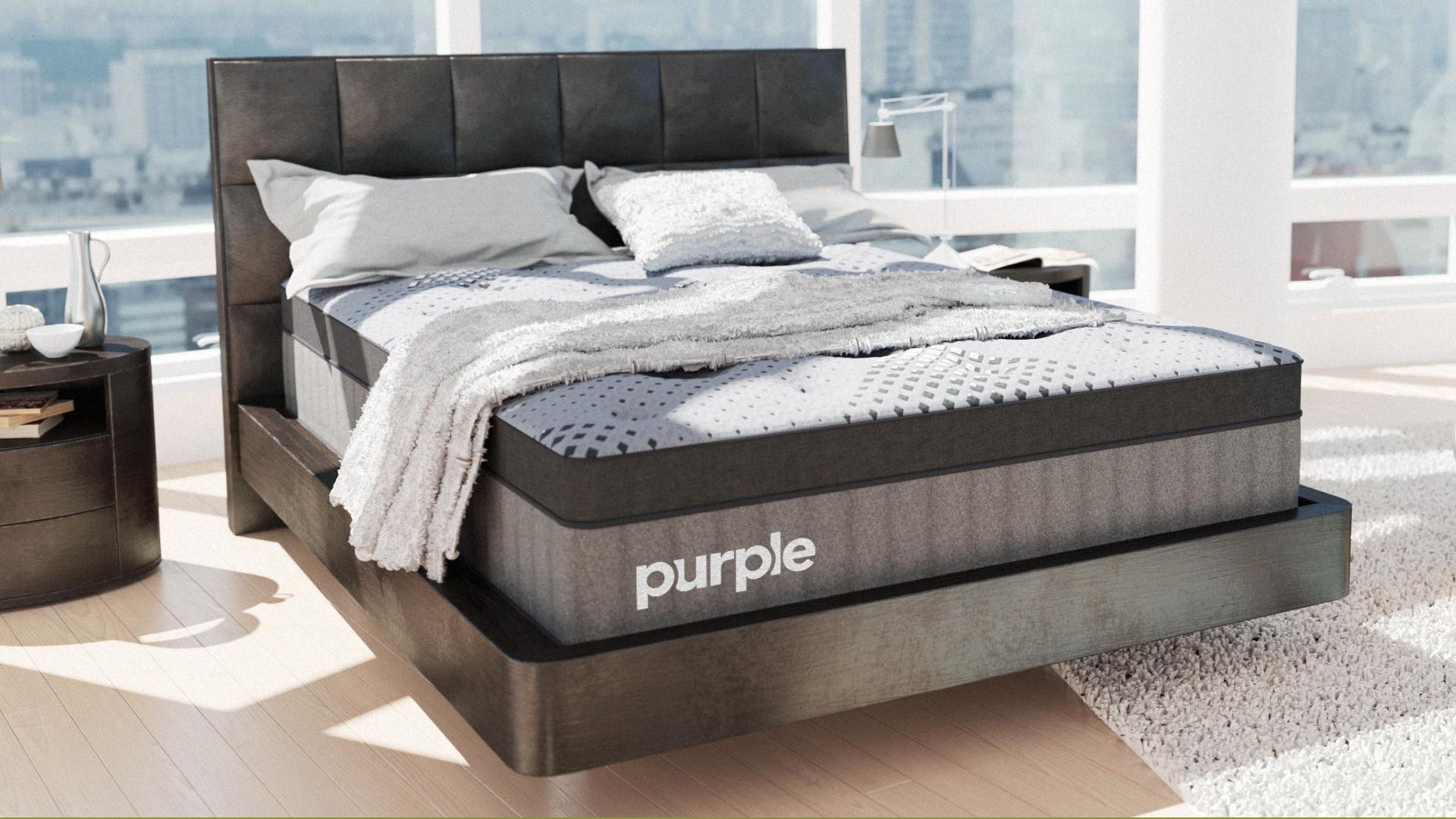 Matelas Purple Grand, rendu 3d dans une chambre