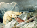 Détail de Man Proposes, God Disposes, une peinture de 1864 illustrant le destin imaginaire de l'expédition Franklin, qui a été perdue dans ce qui est maintenant l'Arctique canadien.  La peinture, qui est maintenant accrochée à l'Université de Londres, serait hantée et donc dissimulée lors des examens des étudiants.  