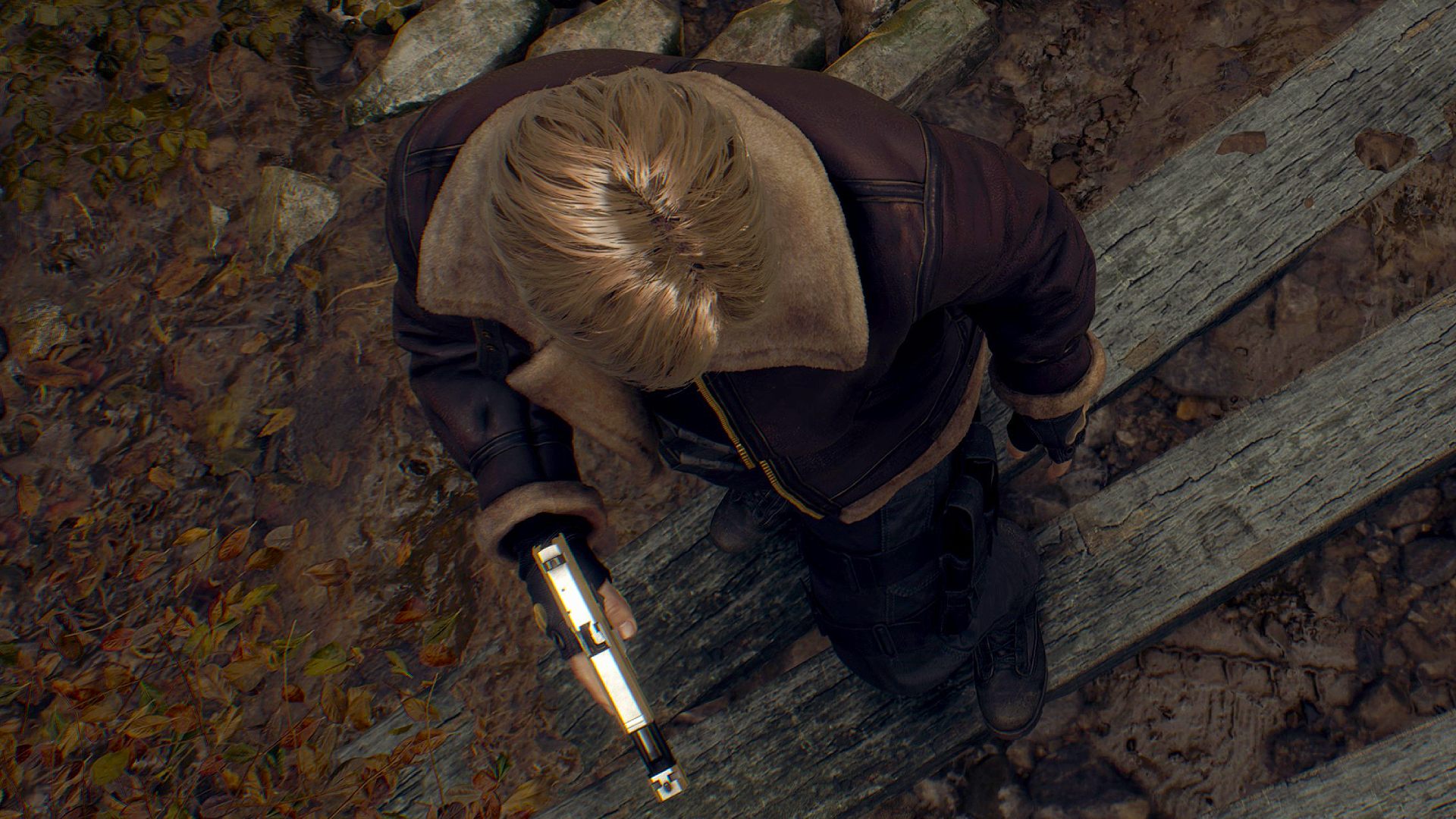 Meilleurs paramètres de Resident Evil 4 Remake: vue de haut en bas des cheveux de Leon Kennedy