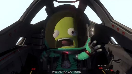 Date de sortie de Kerbal Space Program 2 - un Kerbal crie pour sa vie alors qu'il se trouve dans le cockpit d'un vaisseau spatial.