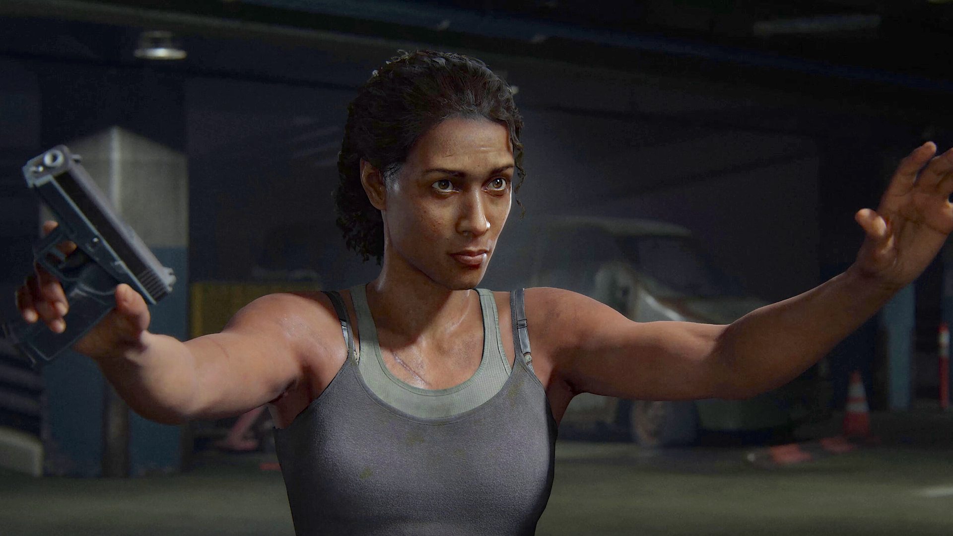 Les meilleurs paramètres de Last of Us: Marlene tenant un pistolet