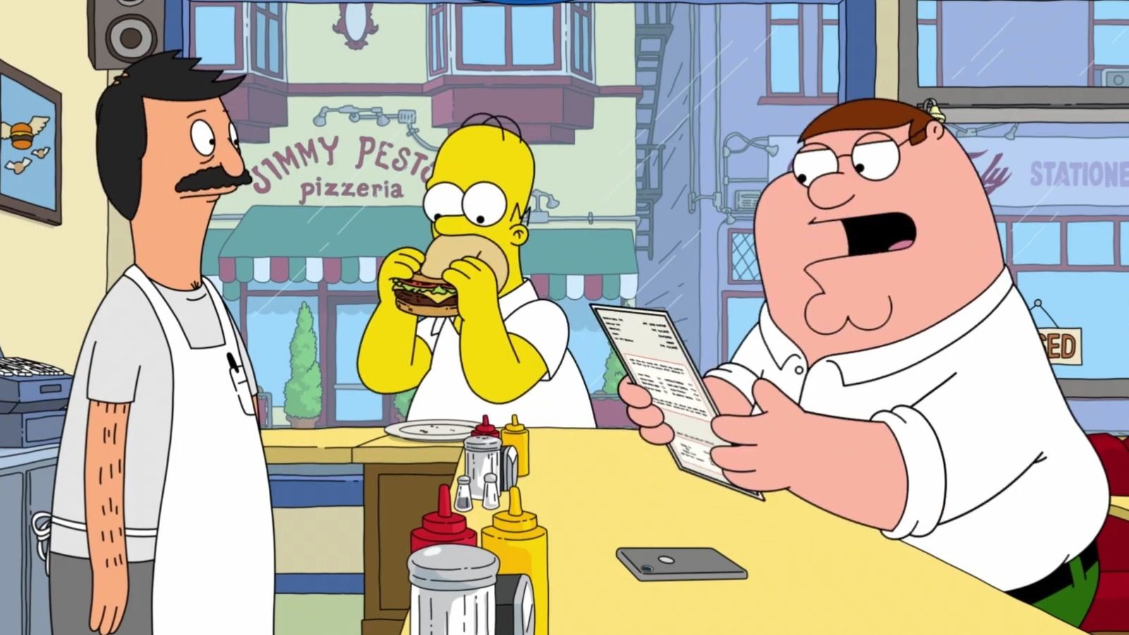 Family Guy, The Simpsons et Bob's Burgers entrent en collision dans une nouvelle scène de l'épisode croisé
