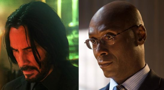 John Wick (Keanu Reeves) in John Wick: Chapter 4 and Charon (Lance Reddick) in John Wick