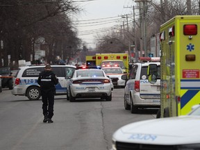 Le site d'une opération policière dans le quartier Rosemont le 17 mars 2023.