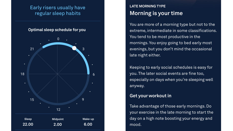 Informations sur l'horloge biologique dans l'application Oura