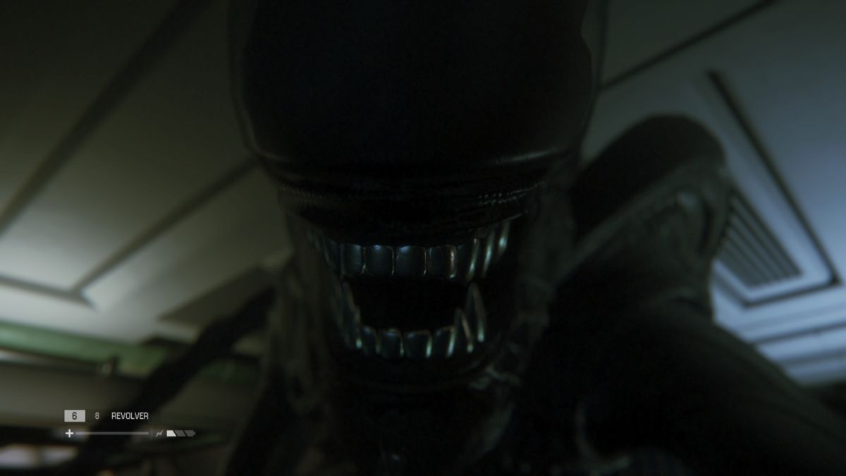 A xenomorph reveals its teeth