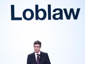 Galen G. Weston, PDG, président du conseil et président de Loblaw Companies Limited, prend la parole lors de l'assemblée générale annuelle de la société à Toronto, le 3 mai 2018.