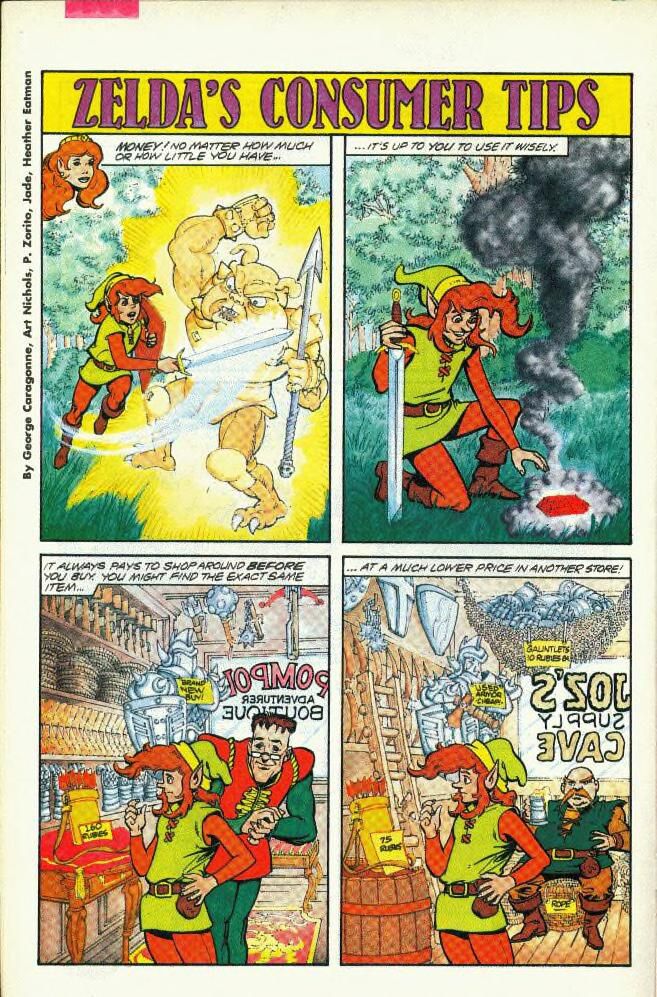 Une page de la bande dessinée The Legend of Zelda intitulée 