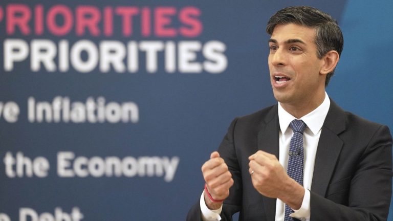 UK Prime Minister Rishi Sunak speaks to an audience as he attends a Q&A session during a Connect event on March 27, 2023 in Chelmsford, England.