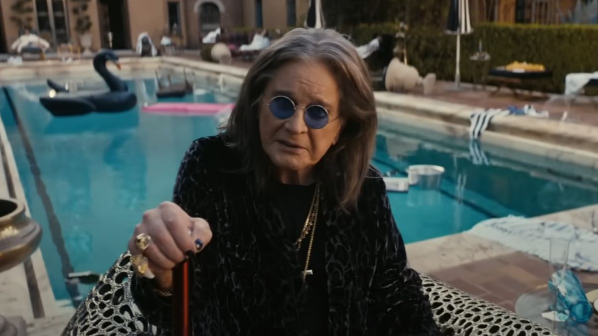 Ozzy Osbourne near pool in Workday Super Bowl commercial