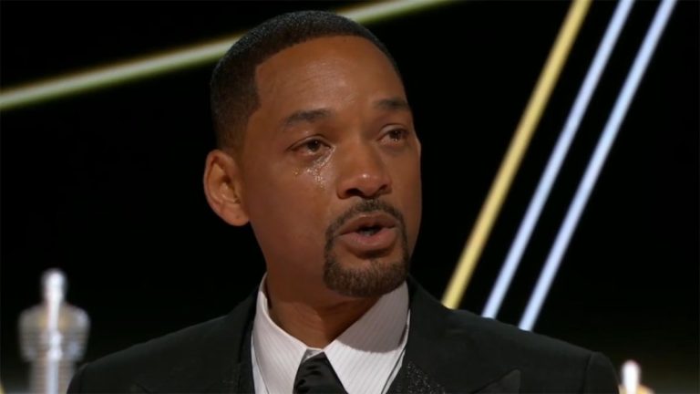 Will Smith accepting his Oscar at the 2022 Academy Awards