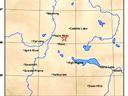 L'emplacement approximatif d'un tremblement de terre de magnitude 5,2 détecté vers 16 h 45 le mardi 29 novembre 2022.