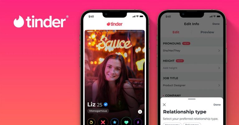 Tinder ajoute des types de relations non monogames et des pronoms de genre