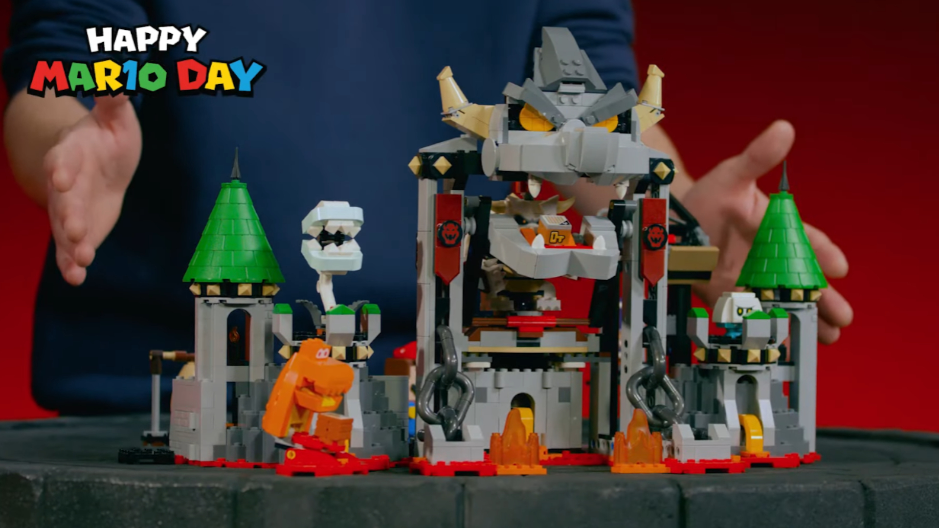 Un ensemble Lego Dry Bowser Castle Battle entièrement construit