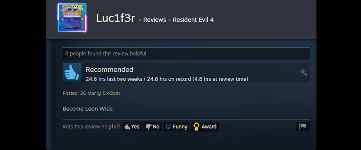 Meilleures critiques Steam du remake de Resident Evil 4 2023