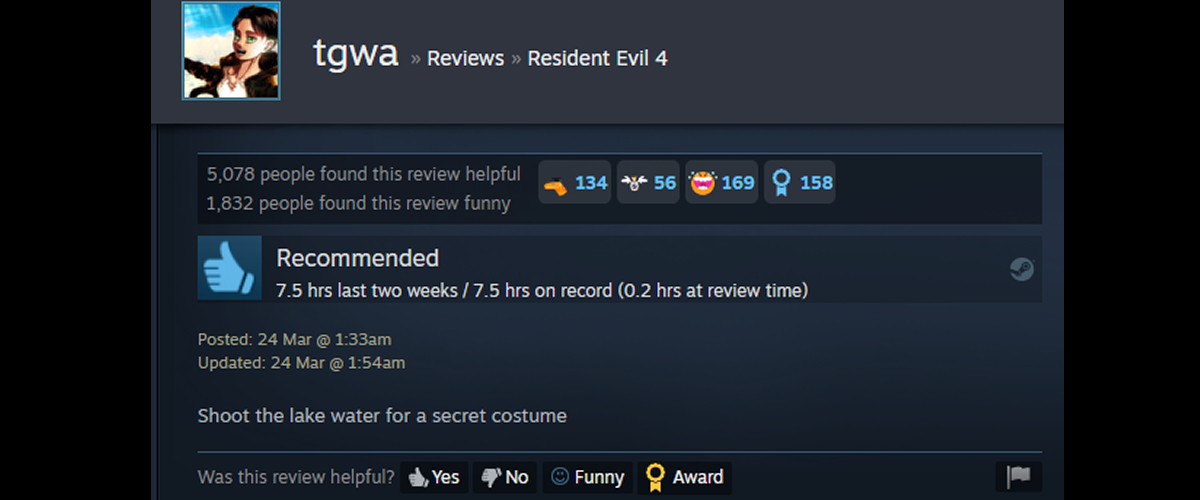 Meilleures critiques Steam du remake de Resident Evil 4 2023