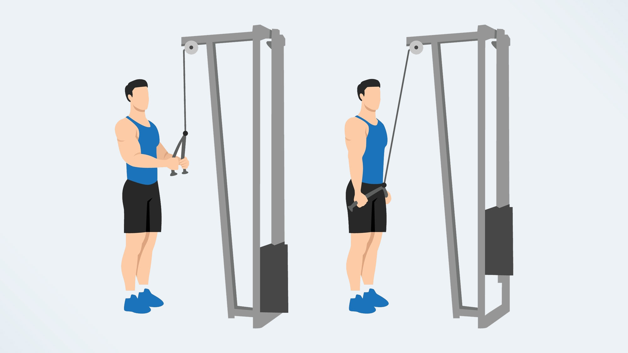 un illo d'un homme faisant un pulldown triceps