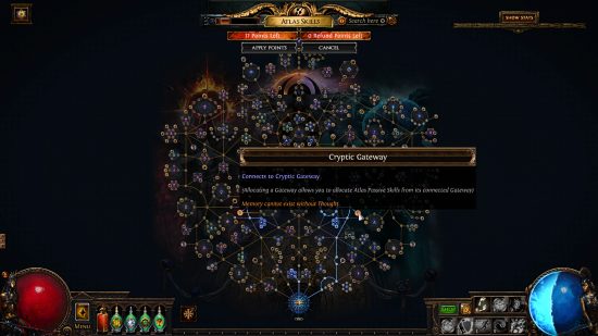 Path of Exile 3.21 Crucible - une nouvelle passerelle sur l'arbre de l'Atlas, permettant de voyager instantanément d'un côté à l'autre