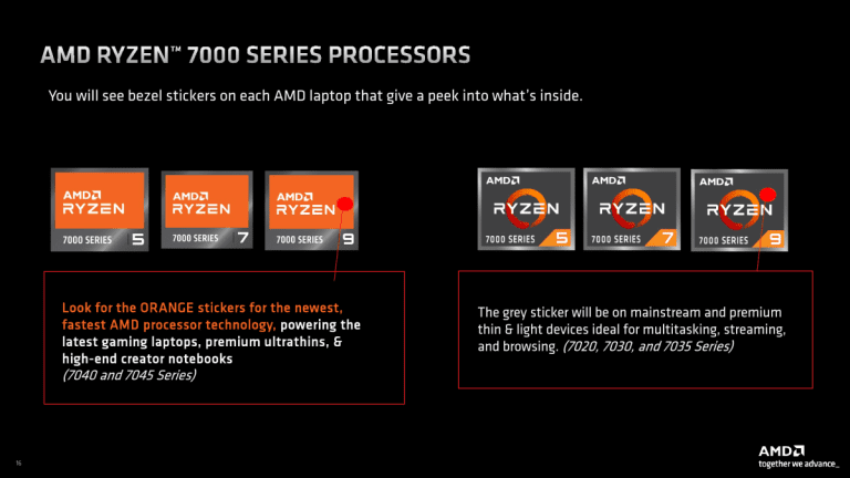 Les ordinateurs portables basés sur AMD Zen 4 présentent de nouveaux autocollants Orange Ryzen