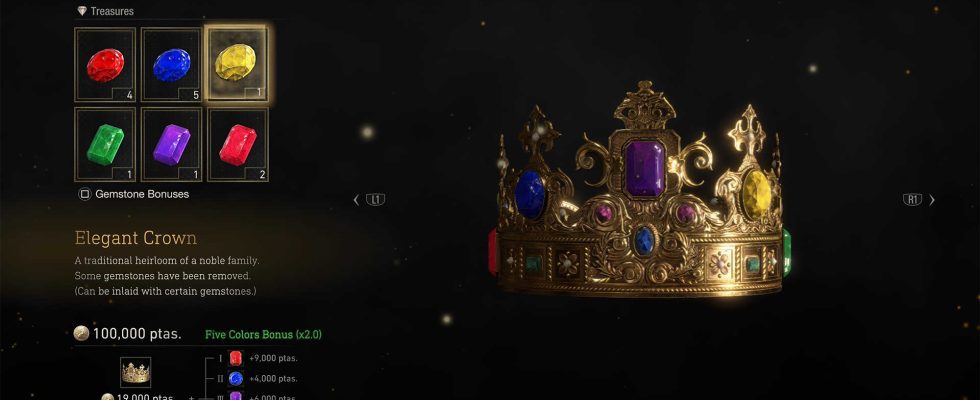 Here is everything you need to know about to sell a treasure for 100k / 100,000 pesetas in Resident Evil 4 remake to earn an achievement, Astute Appraiser, with Elegant Crown