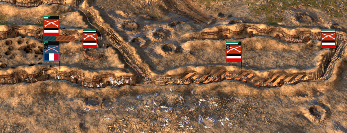 Des corps s'entassent le long d'une tranchée dans The Great War: Western Front.