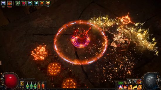 Heure de sortie de Path of Exile Crucible - un personnage combattant un boss lors de l'événement de destruction de boss