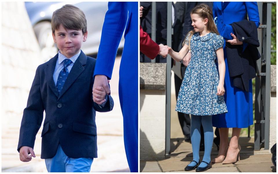 Louis en chemise et cravate et Charlotte en robe à fleurs Rachel Riley