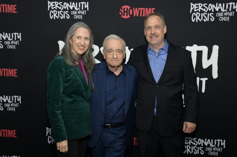 (L-R): Producer Margaret Bodde and Directors Martin Scorsese and David Tedeschi  at the SHOWTIME Premiere for PERSONALITY CRISIS: ONE NIGHT ONLY. The screening and reception were held at Metrograph in New York, NY. Photo Credit: Kristina Bumphrey/SHOWTIME.