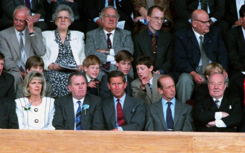 LE PRINCE CHARLES ET SES FILS WILLIAM ET HARRY DANS LA BOÎTE ROYALE LORS DE LA FINALE DE LA FA CUP - David Cannon Collection