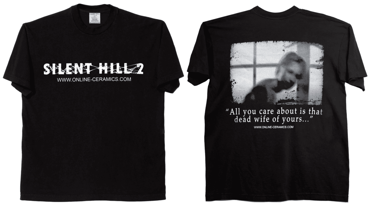 A black t-shirt featuring a blurry picture of a woman above a quote that says 